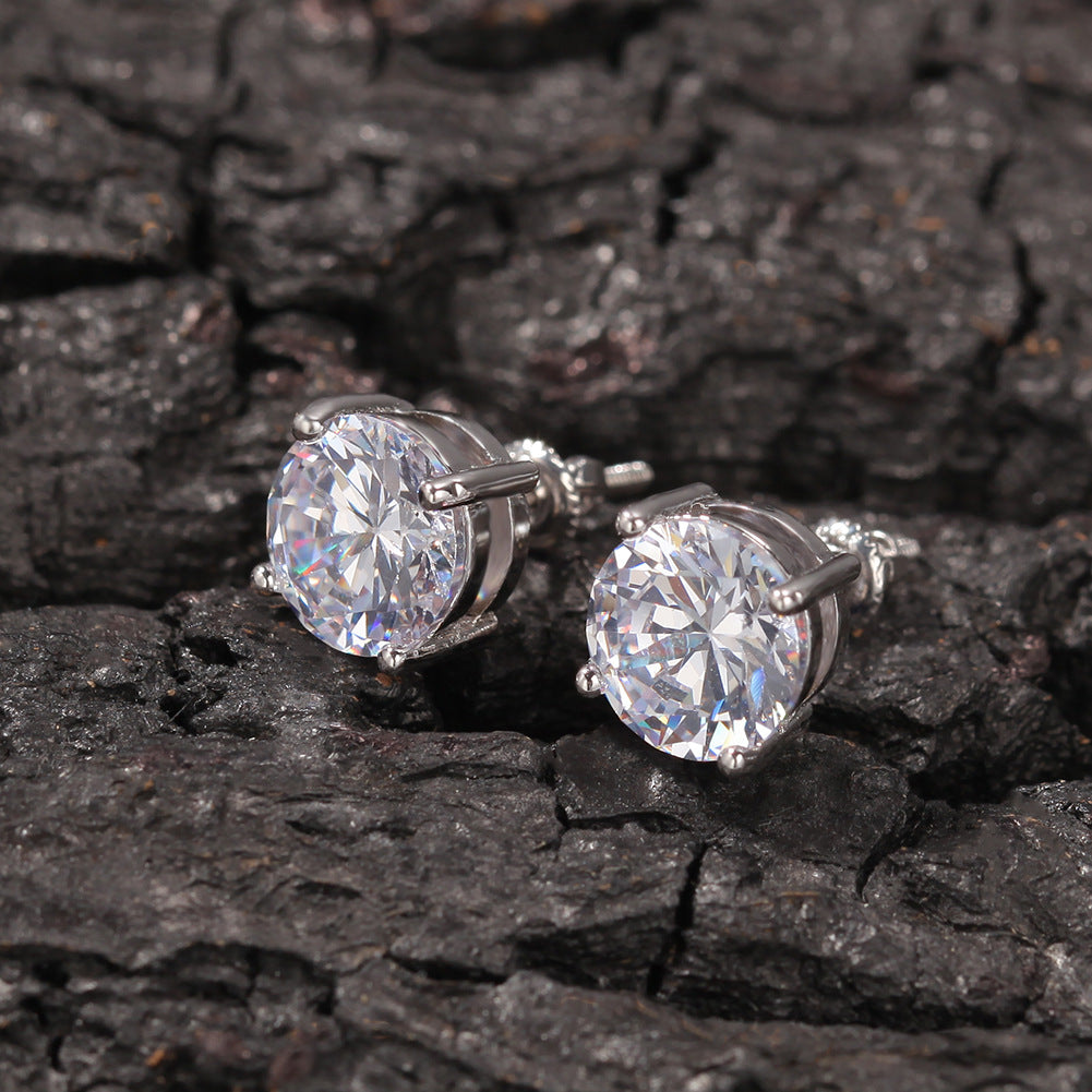 Classic round zircon hip-hop earrings