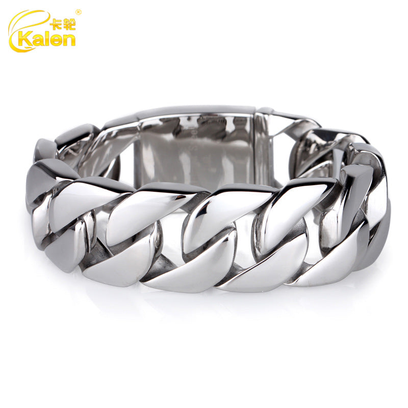 Thin 20mm Cuban chain stainless steel bracelet