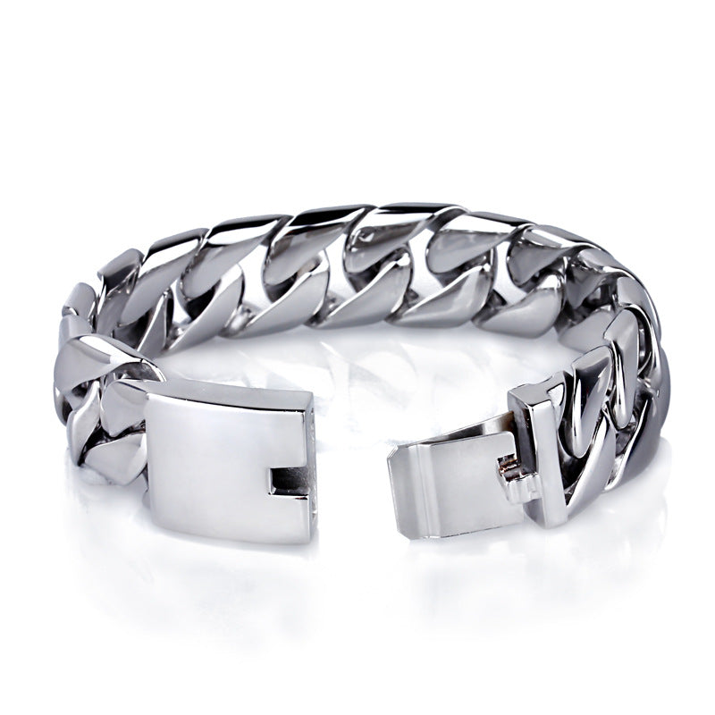 Thin 20mm Cuban chain stainless steel bracelet