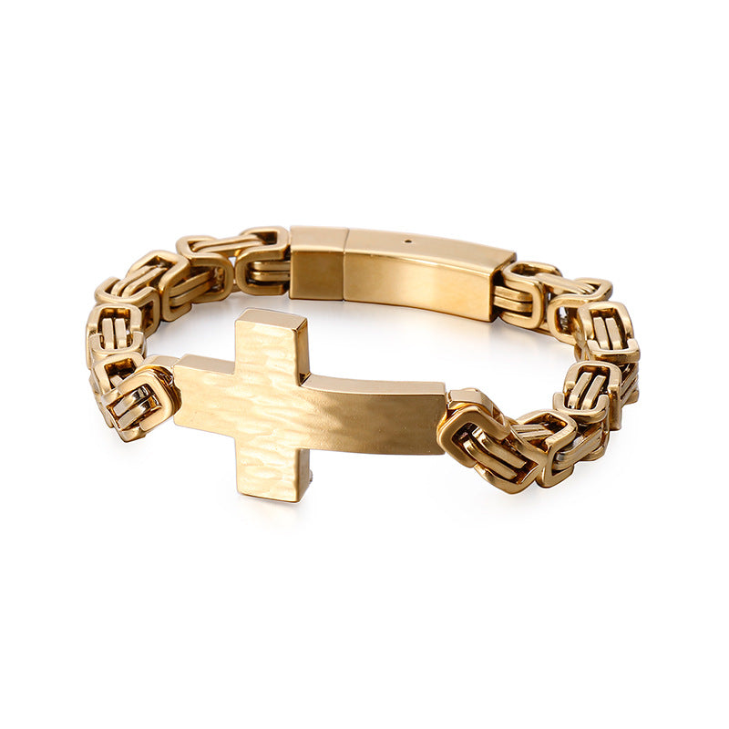 Cross-shaped retro titanium steel bracelet