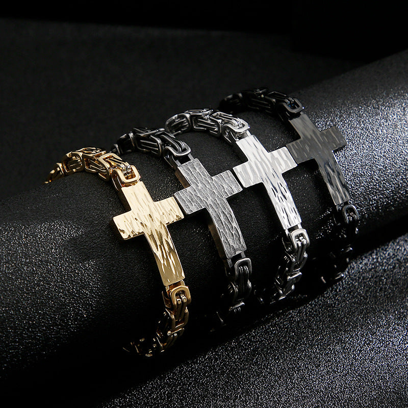 Cross-shaped retro titanium steel bracelet