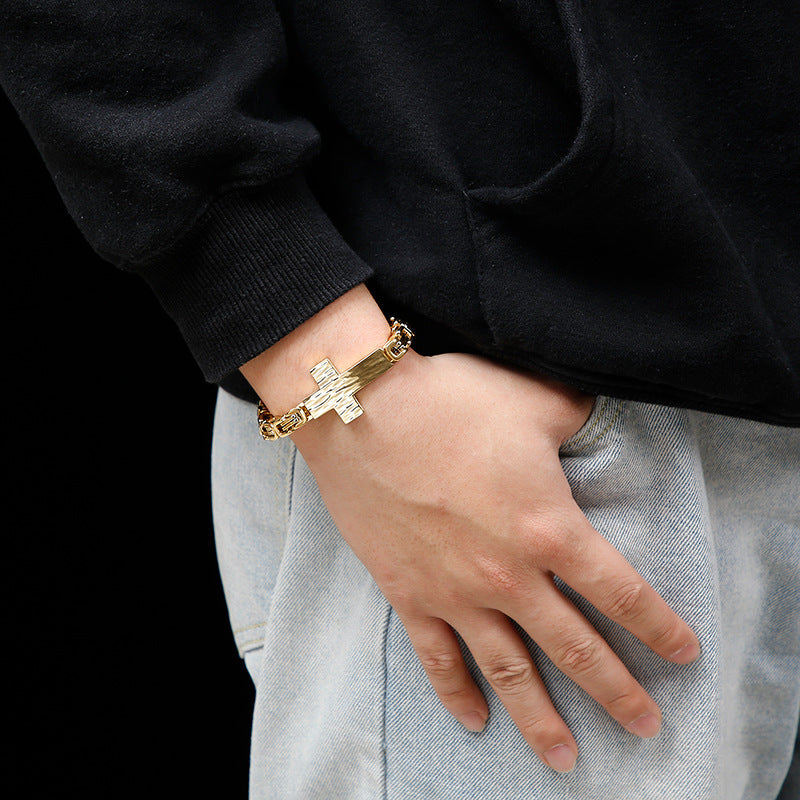 Cross-shaped retro titanium steel bracelet