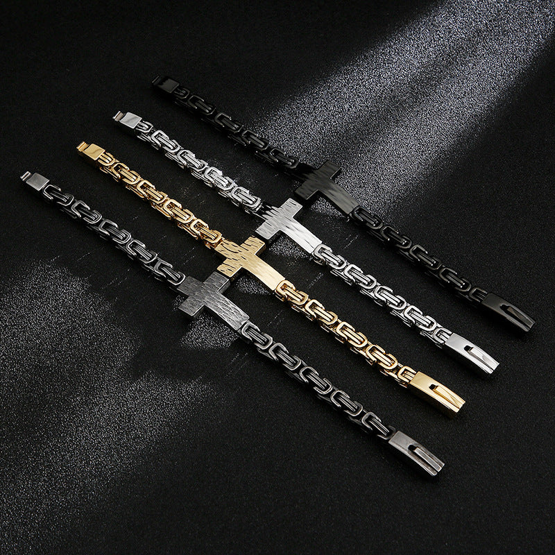 Cross-shaped retro titanium steel bracelet