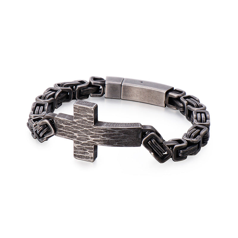 Cross-shaped retro titanium steel bracelet