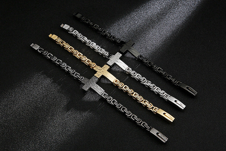 Cross-shaped retro titanium steel bracelet