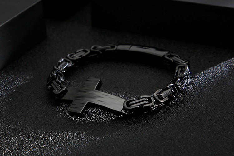 Cross-shaped retro titanium steel bracelet