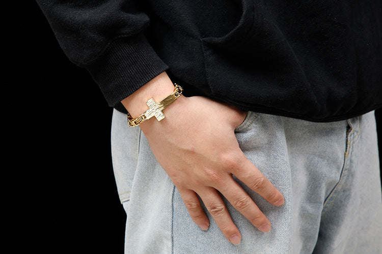 Cross-shaped retro titanium steel bracelet