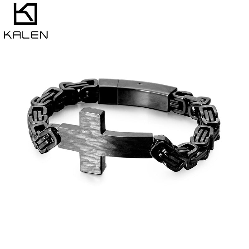 Cross-shaped retro titanium steel bracelet