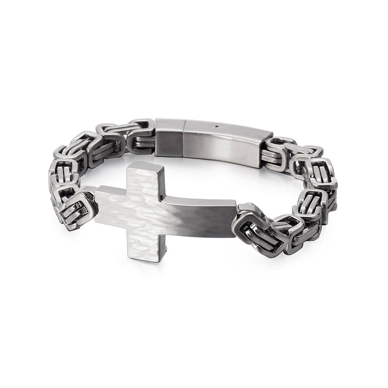 Cross-shaped retro titanium steel bracelet