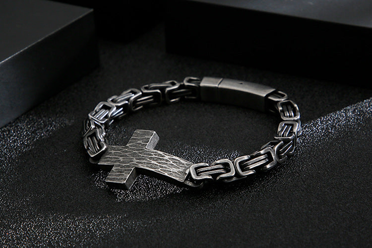Cross-shaped retro titanium steel bracelet