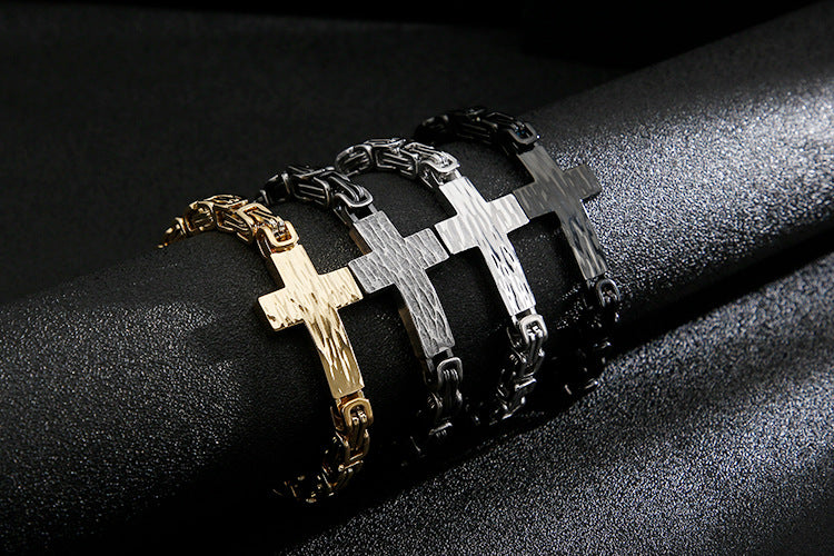 Cross-shaped retro titanium steel bracelet