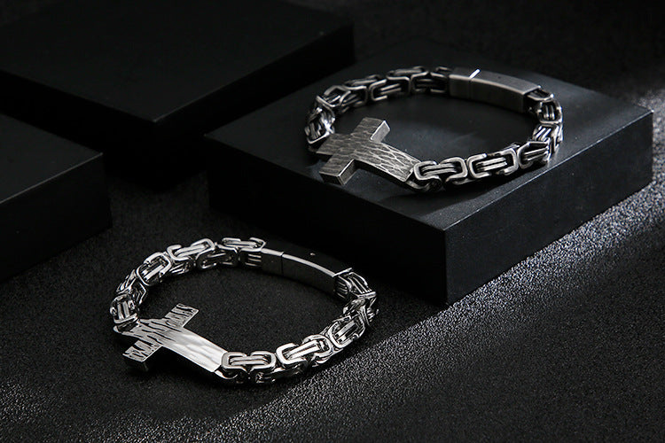 Cross-shaped retro titanium steel bracelet