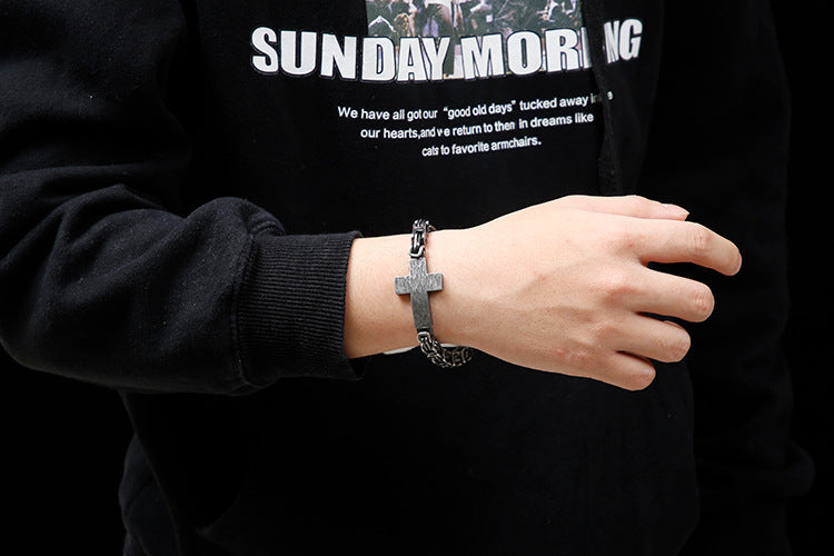 Cross-shaped retro titanium steel bracelet
