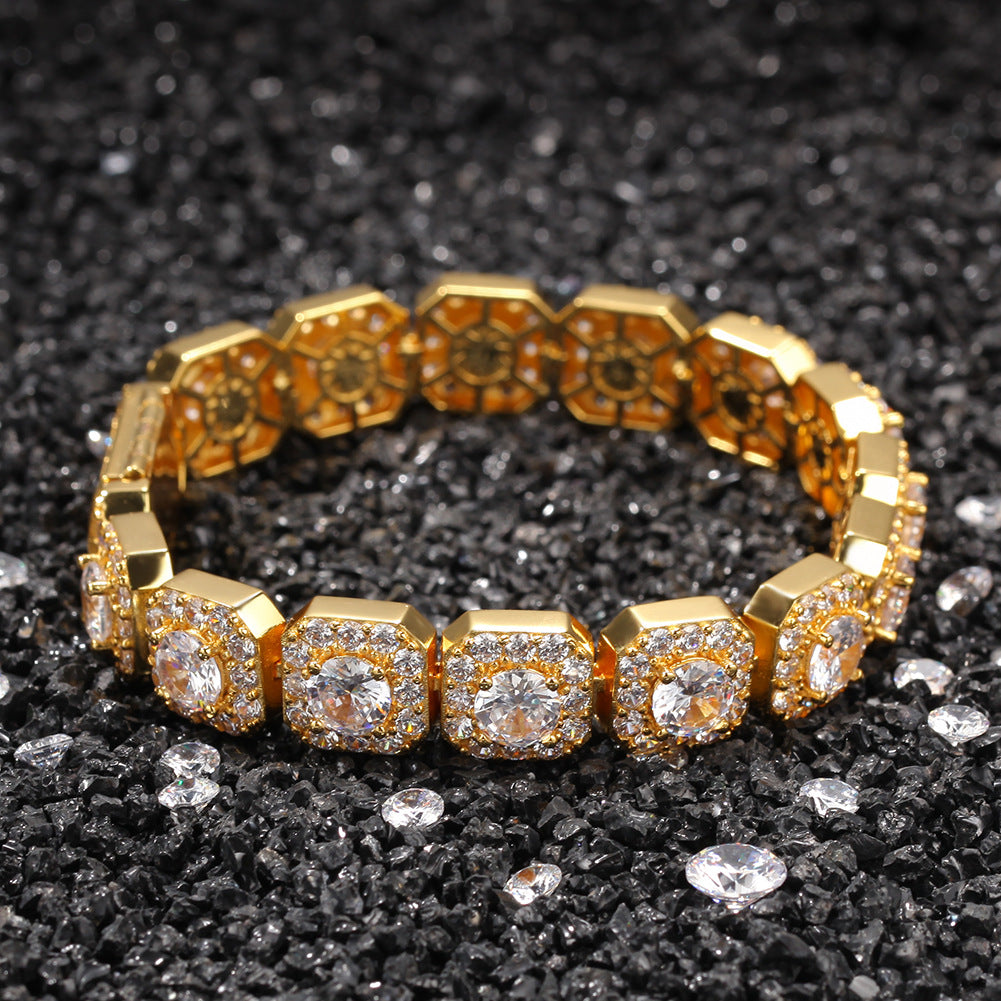 Hip-hop micro-inlaid zircon 12.5mm rock candy bracelet