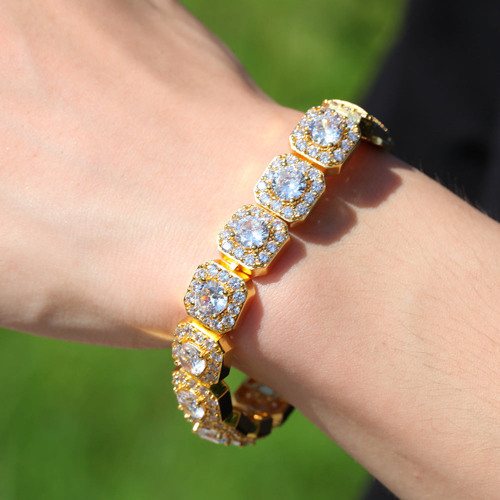 Hip-hop micro-inlaid zircon 12.5mm rock candy bracelet