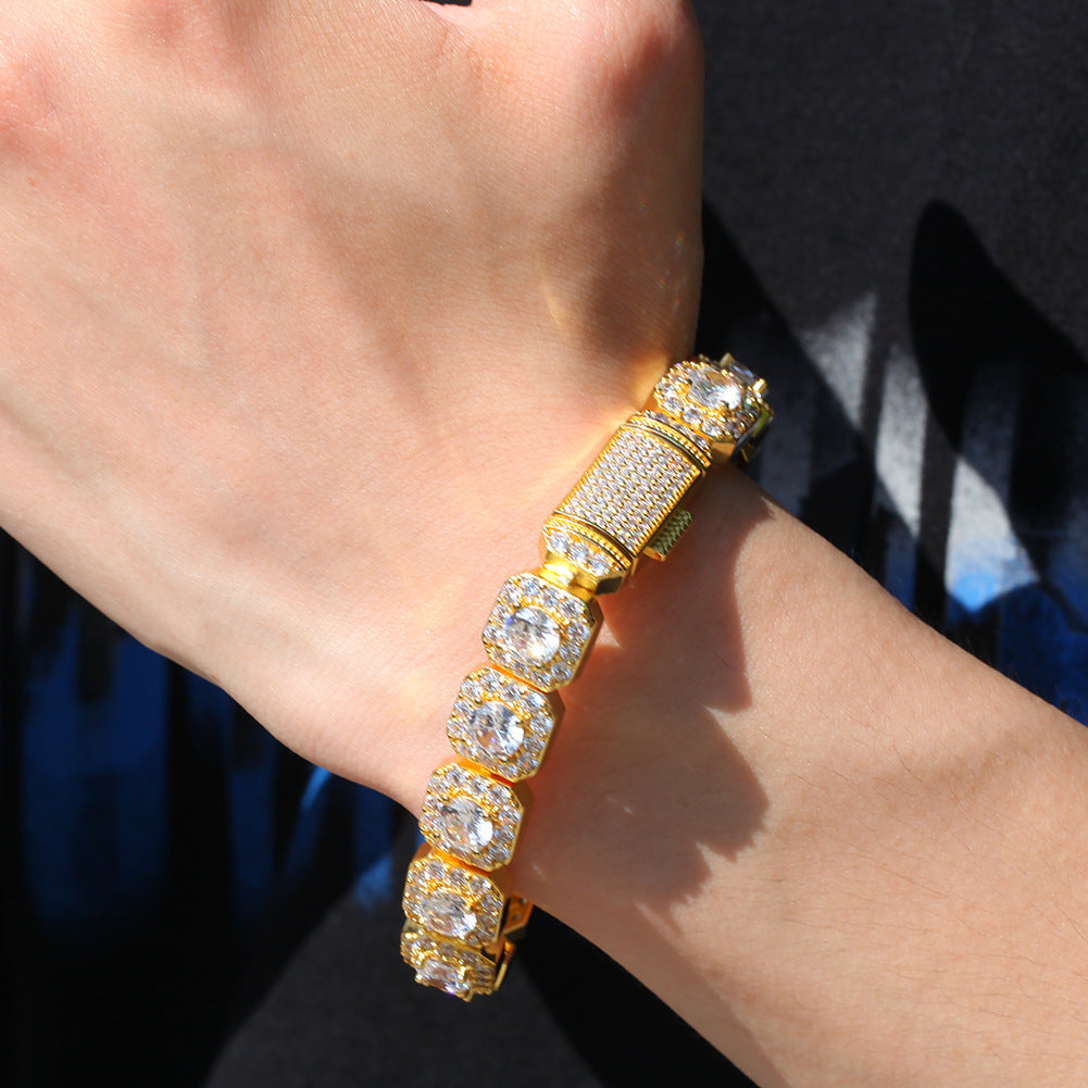 Hip-hop micro-inlaid zircon 12.5mm rock candy bracelet