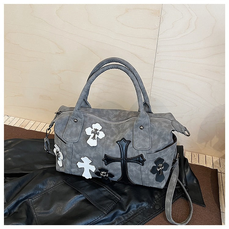 Chrome Hearts Black and White Patchwork Travel Bag