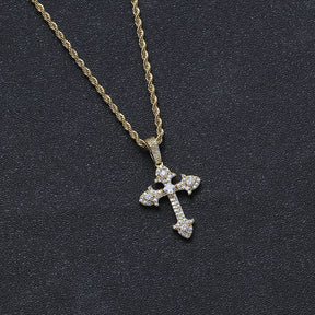 Full zirconium cross pendant couple necklace