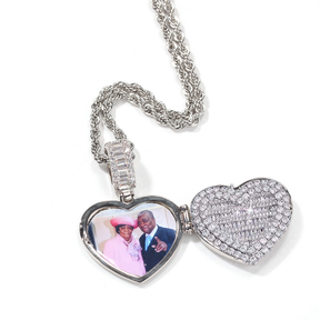 Large Size Heart Shape Custom Photo Locket Frame Pendant love necklaces for her