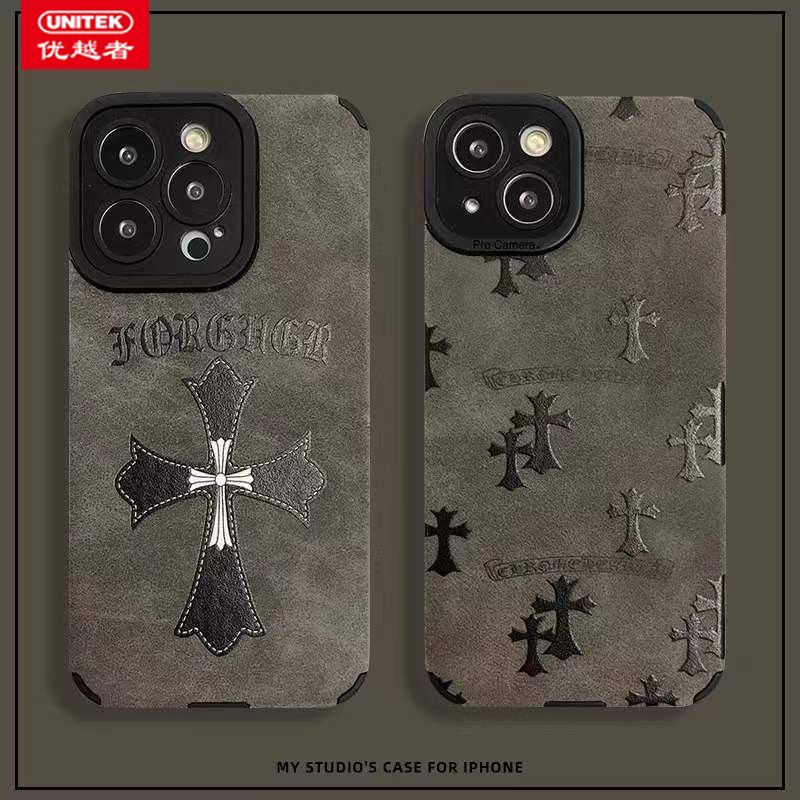 Chrome Hearts-Style Suede iPhone Case