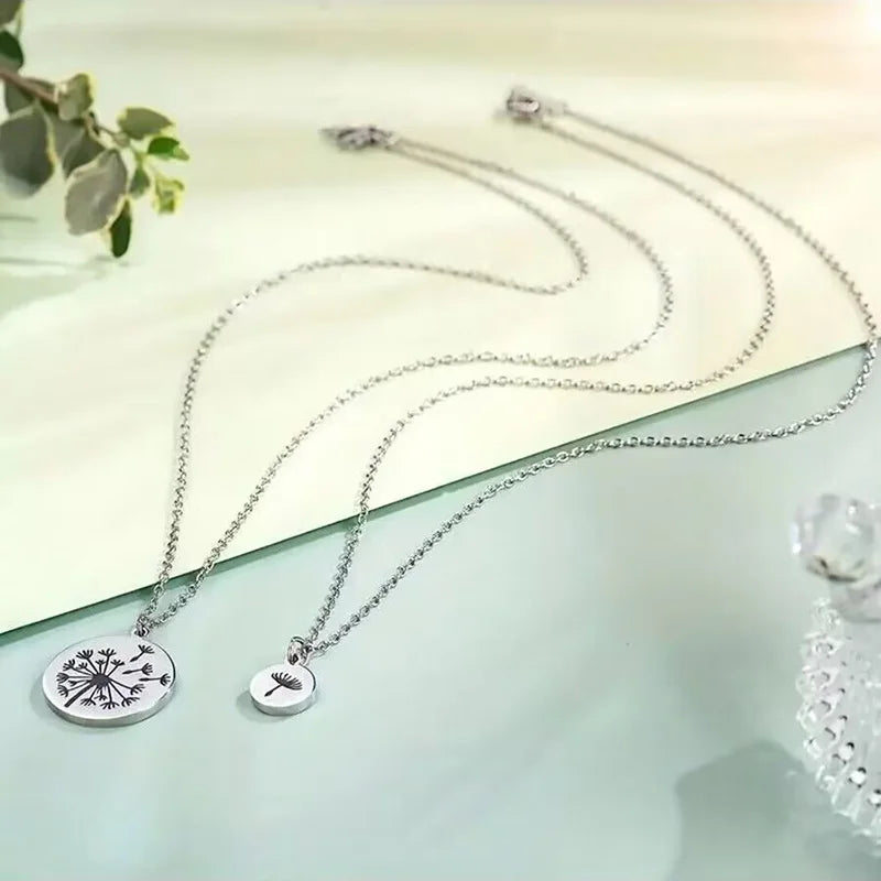 dandelion necklace 2 Pcs/Set Dandelion And Seeds Mother Daughter Necklaces