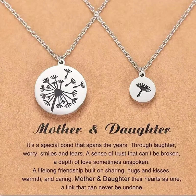 dandelion necklace 2 Pcs/Set Dandelion And Seeds Mother Daughter Necklaces