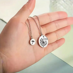 dandelion necklace 2 Pcs/Set Dandelion And Seeds Mother Daughter Necklaces