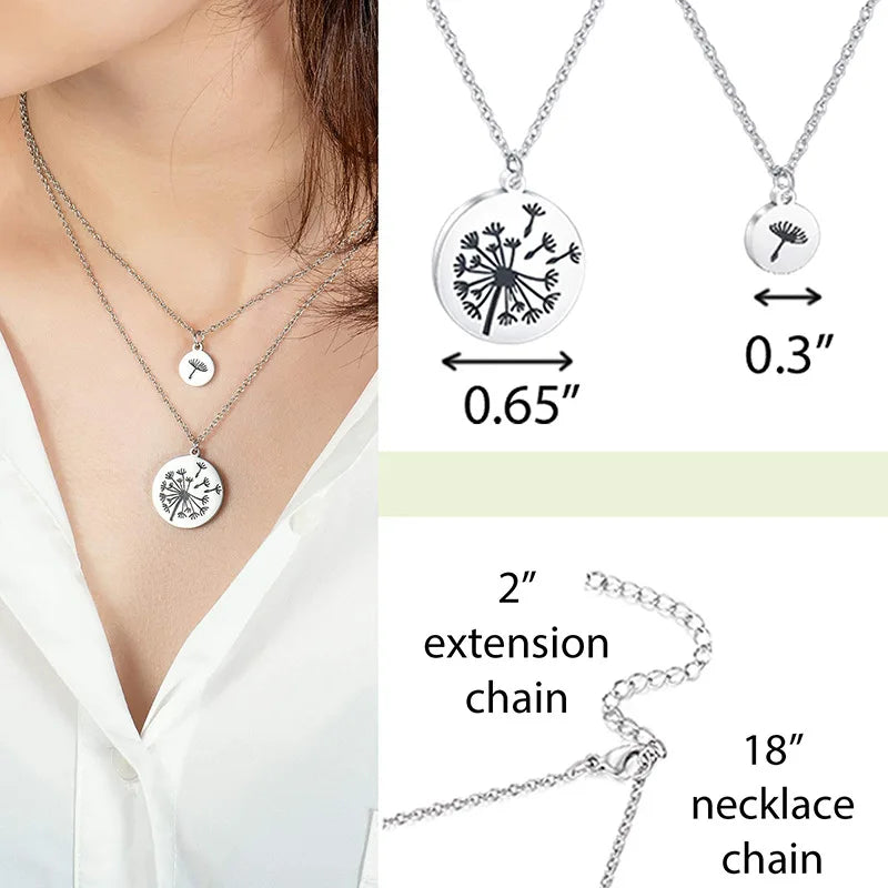 dandelion necklace 2 Pcs/Set Dandelion And Seeds Mother Daughter Necklaces