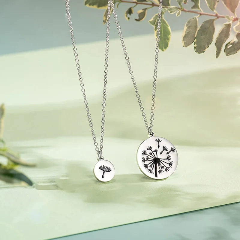 dandelion necklace 2 Pcs/Set Dandelion And Seeds Mother Daughter Necklaces