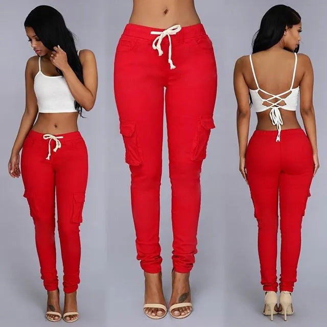 Elegant Elastic Women Pants Oversize Drawstring Long Pencil Pants