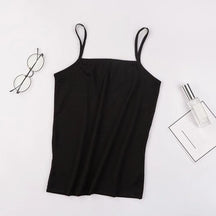 Solid Tank Tops Adjustable Strap Built In Cup Padded Wireless Camisole Camis Vest