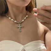 pearl cross necklace Pendant