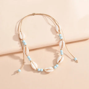 Shell beaded necklace braided chain choker