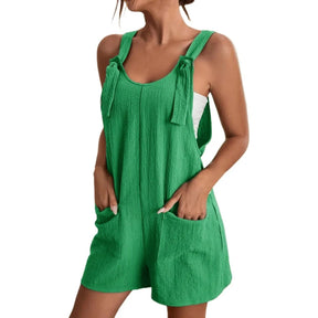 Loose Style Overalls Boho Solid Color Playsuit Sleeveless Rompers