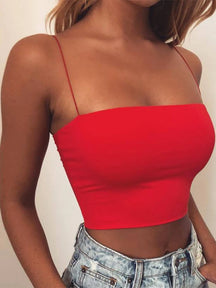 Women Spaghetti Strap Crop Top Sexy Bodycon Sleeveless Cami Tube Top