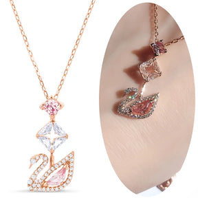 2024 fashion creative pink swan crystal necklace