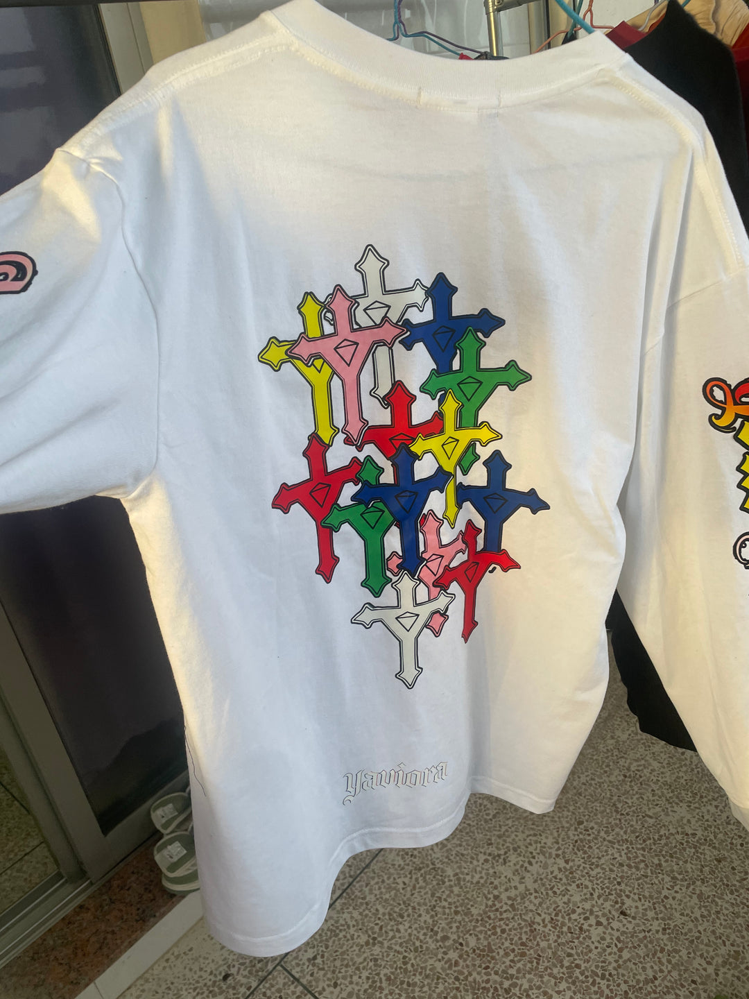 Yaviora Your Savior Gothic Rainbow Cross Print Long Sleeve T-Shirt