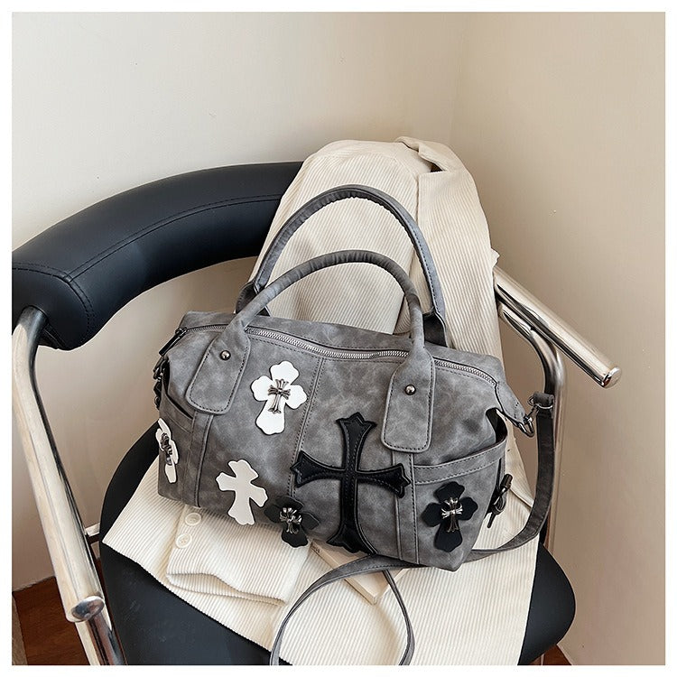 Chrome Hearts Black and White Patchwork Travel Bag