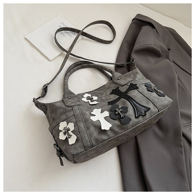 Chrome Hearts Black and White Patchwork Travel Bag