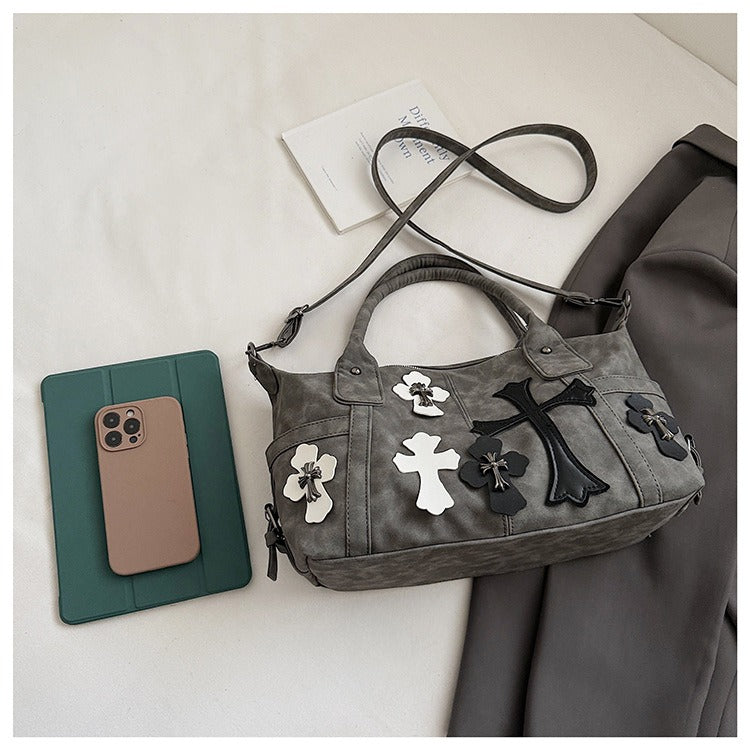 Chrome Hearts Black and White Patchwork Travel Bag