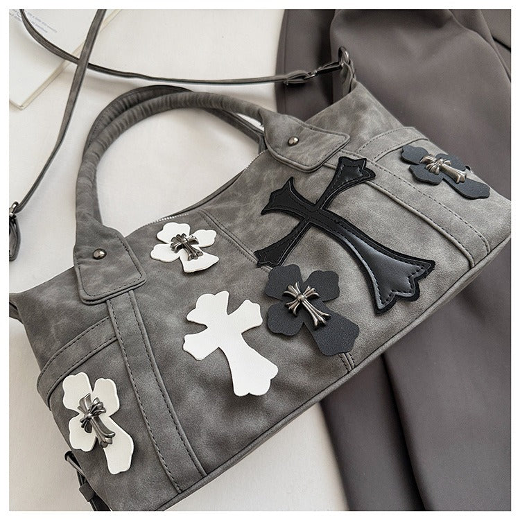 Chrome Hearts Black and White Patchwork Travel Bag