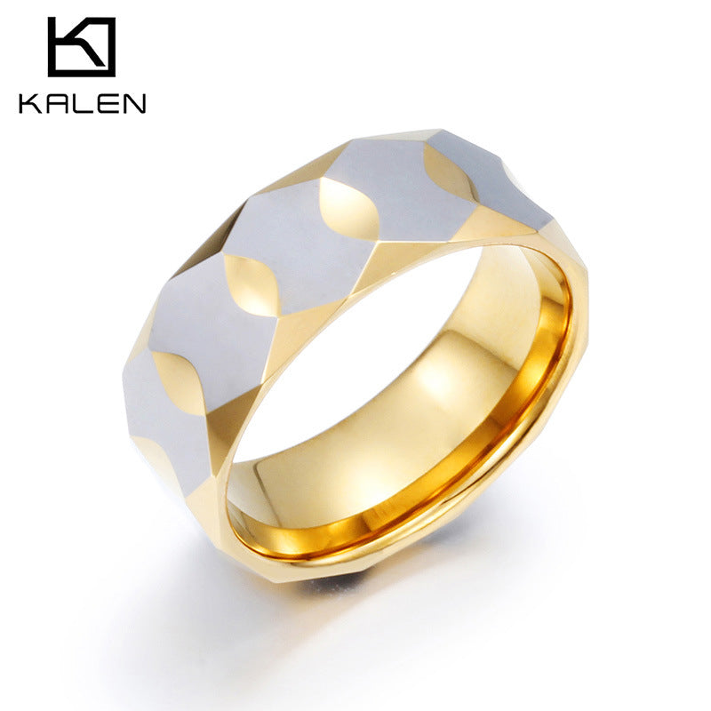 Geometric Prism Tungsten Steel Rings