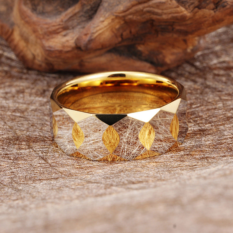 Geometric Prism Tungsten Steel Rings