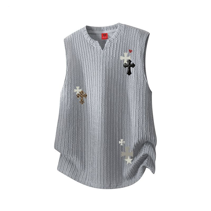 Chrome Hearts Cross & Heart Print Sleeveless Vest