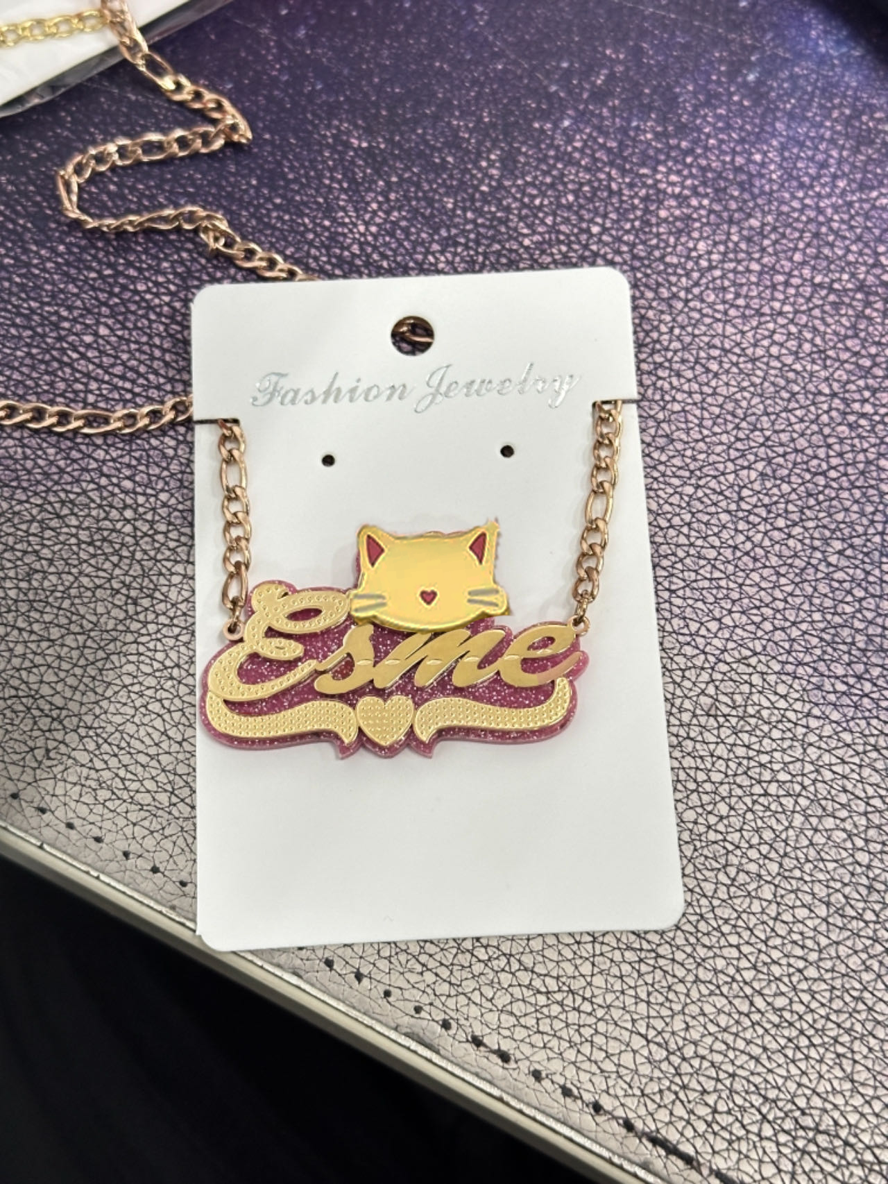 cut cat name necklace 14 karat gold name plates