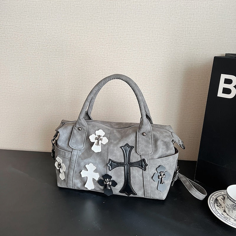 Chrome Hearts Black and White Patchwork Travel Bag