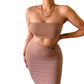 Long Skirt Sets Strapless Tube Top Bodycon Two Piece Outfit Summer Clothing