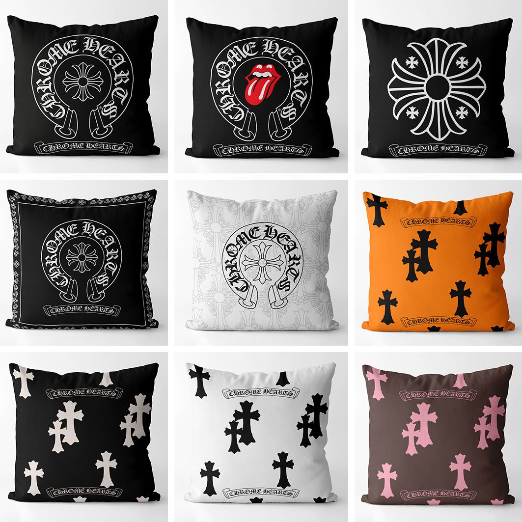 Chrome Hearts-Inspired Black & White Cushion