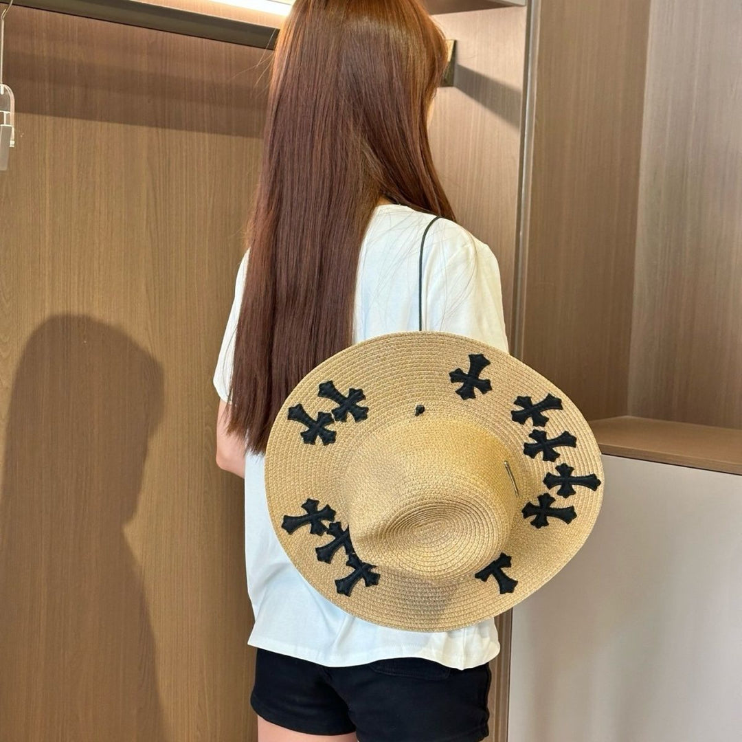 Chrome Hearts Embellished Raffia Vacation Straw Hat