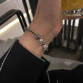 chrome hearts cross flower bracelet